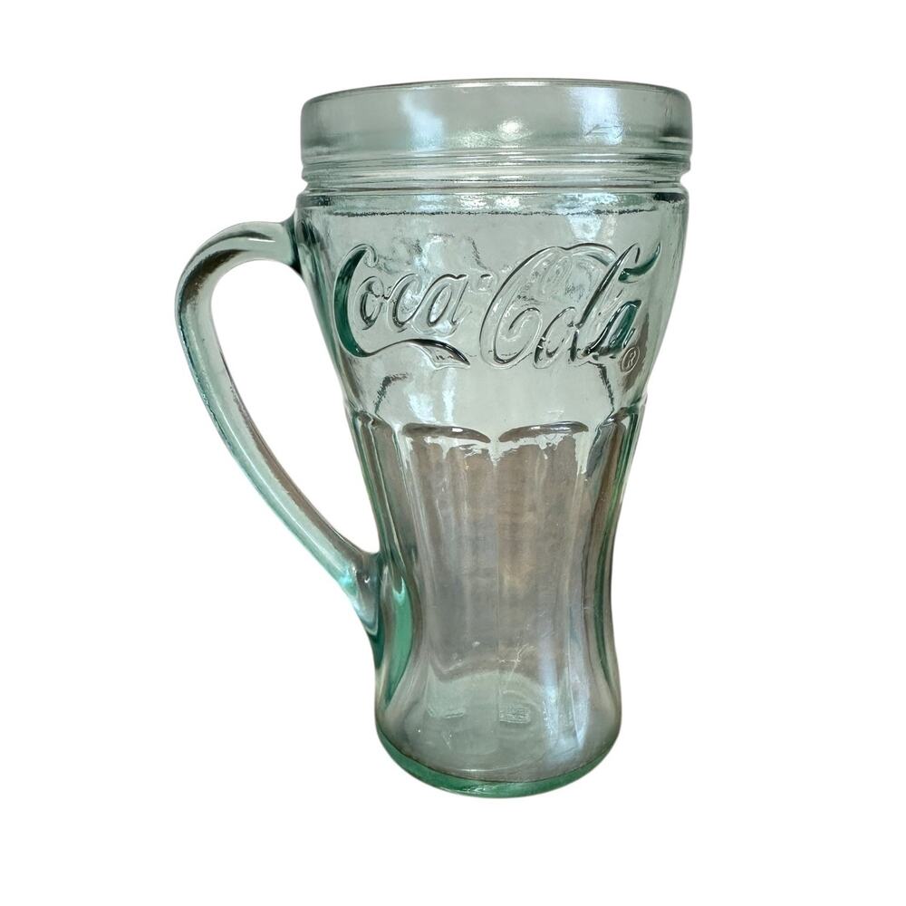 Retro Coca-Cola Green Coke Float Glass With Handle 6" Tall